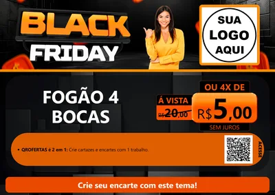 Modelo de Cartaz para Cartaz A4 Horizontal com o tema Black Friday para Móveis e Eletro