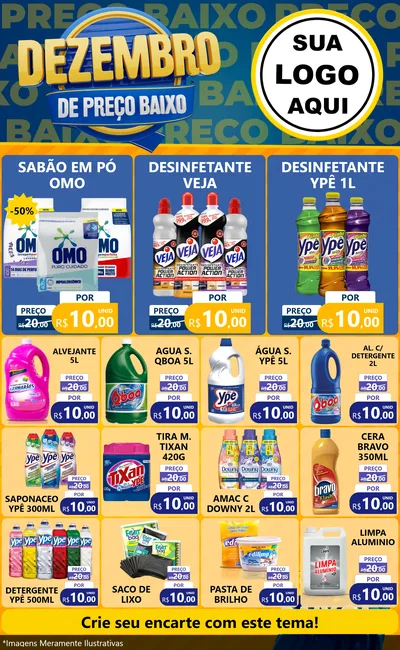 Modelo de Encarte para Encarte Grande com o tema Dezembro de Preço Baixo para Produtos de Limpeza