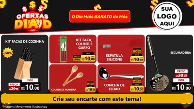 Modelo de TV para TV Horizontal com o tema Ofertas Dia D para Utilidades Domésticas
