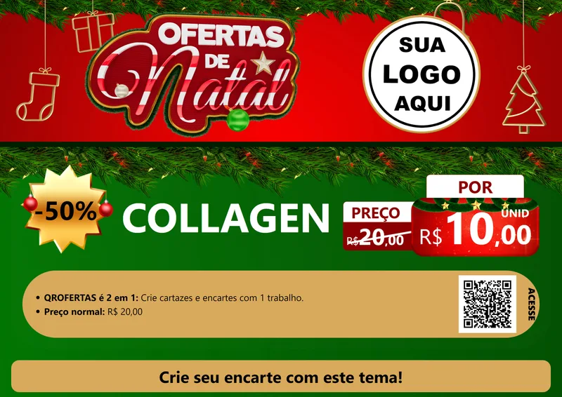 Modelo de Cartaz para Cartaz A4 Horizontal com o tema Ofertas de Natal para Suplementos alimentares