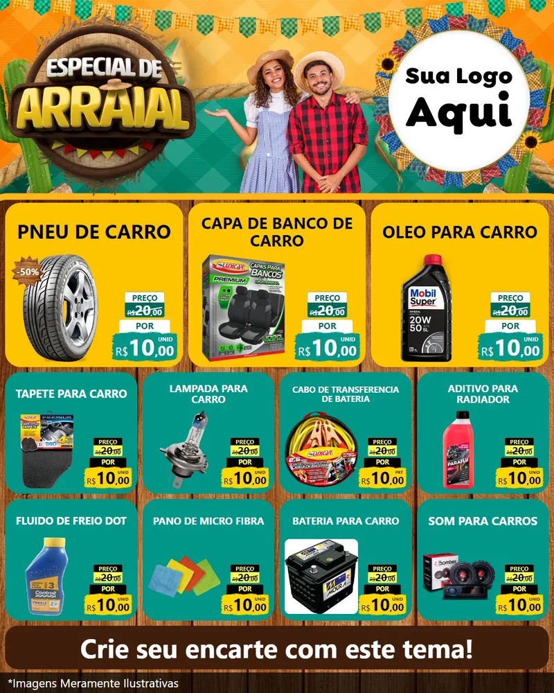 Modelo de Rede Social para Feed Instagram com o tema Especial De Arraial para Auto peças