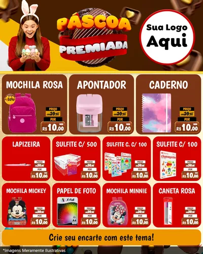 Modelo de Rede Social para Feed Instagram com o tema Páscoa Premiada para Papelaria