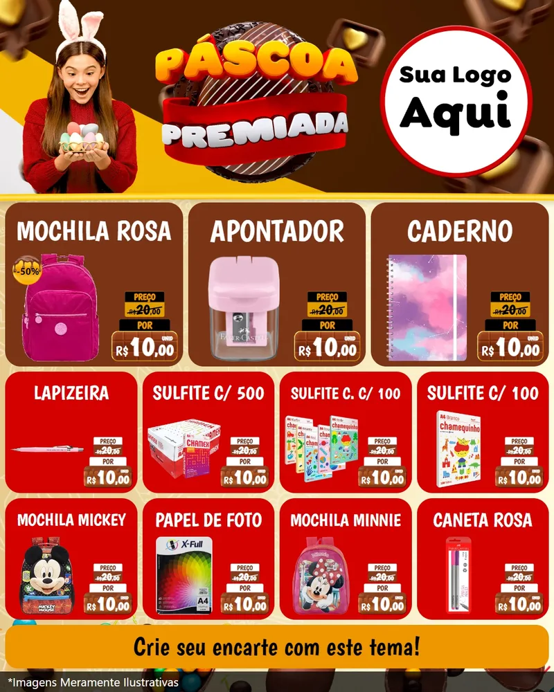 Modelo de Rede Social para Feed Instagram com o tema Páscoa Premiada para Papelaria