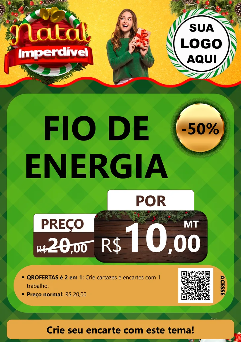 Modelo de Cartaz para Cartaz A4 Vertical com o tema Natal Imperdível para Materiais Elétricos