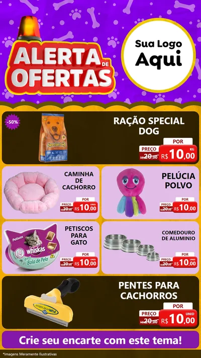 Modelo de TV para TV Vertical com o tema Alerta de Oferta (pet) para Pet Shop