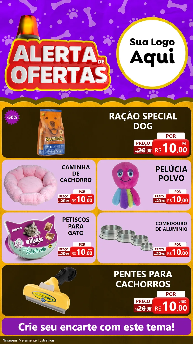 Modelo de TV para TV Vertical com o tema Alerta de Oferta (pet) para Pet Shop