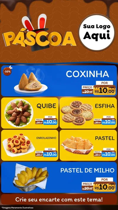 Modelo de TV para TV Vertical com o tema Páscoa para Salgadaria