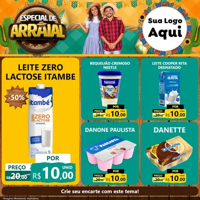 Modelo de Rede Social para Feed Facebook com o tema Especial De Arraial para Frios e Laticínios