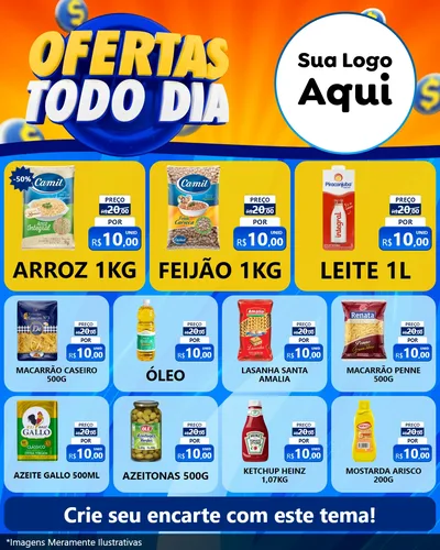 Modelo de Rede Social para Feed Instagram com o tema Ofertas Todo Dia para Supermercado