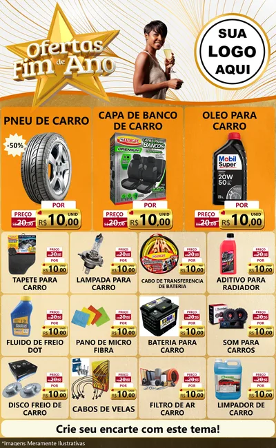 Modelo de Encarte para Encarte Grande com o tema Ofertas Fim de Ano para Auto peças