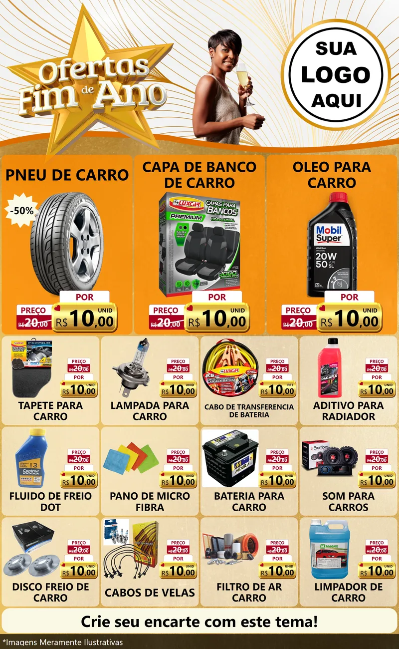 Modelo de Encarte para Encarte Grande com o tema Ofertas Fim de Ano para Auto peças