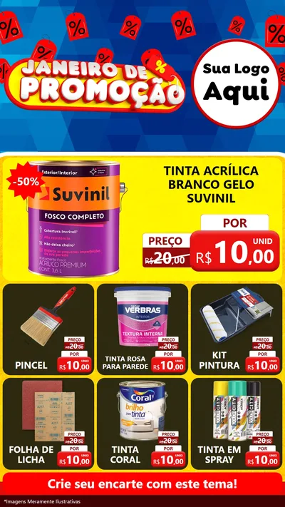 Modelo de Rede Social para Stories com o tema Janeiro de Promoção para Tintas e Ferramentas