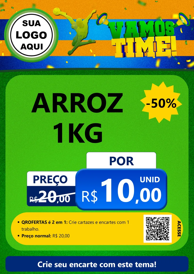 Modelo de Cartaz para Cartaz A4 Vertical com o tema Vamos Time! para Supermercado