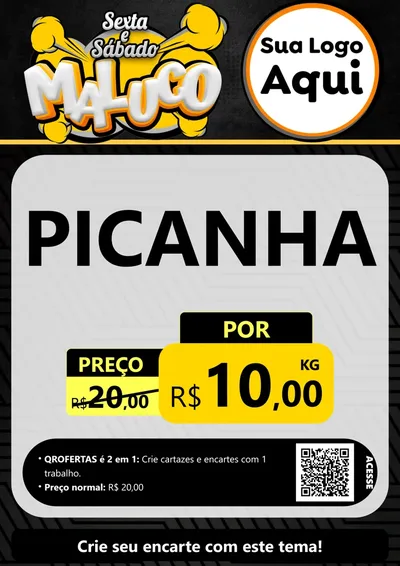 Modelo de Cartaz para Cartaz A4 Vertical com o tema Sexta e Sábado Maluco para Açougue