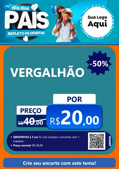 Modelo de Cartaz para Cartaz A4 Vertical com o tema Dia Dos Pais Repleto de Ofertas para Ferragens