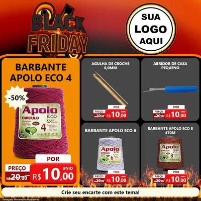 Modelo de Rede Social para Feed Facebook com o tema Black Friday para Armarinho e Aviamentos