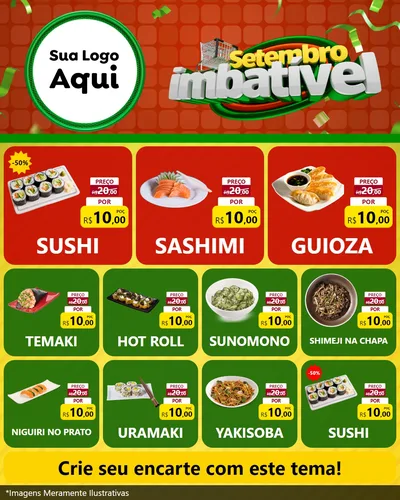Modelo de Rede Social para Feed Instagram com o tema Setembro Imbatível para Comida japonesa