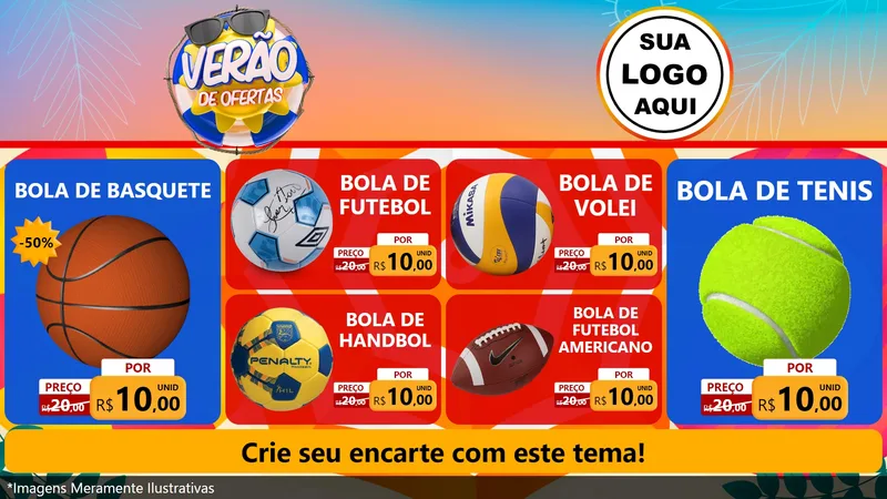 Modelo de TV para TV Horizontal com o tema Verão de Ofertas para Artigos Esportivos