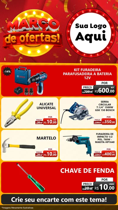 Modelo de TV para TV Vertical com o tema Março de Ofertas! para Maquinas e Ferramentas