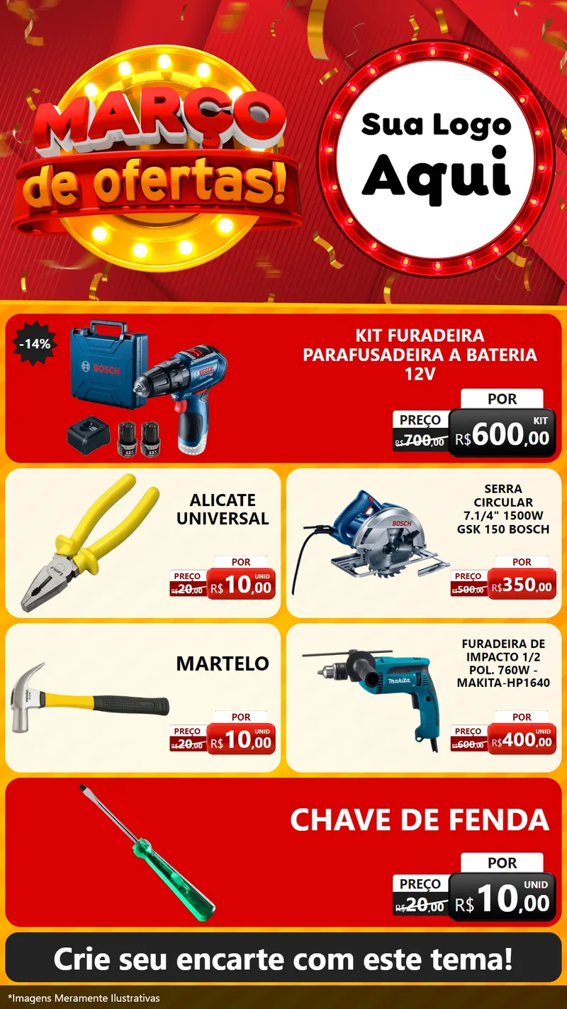 Modelo de TV para TV Vertical com o tema Março de Ofertas! para Maquinas e Ferramentas