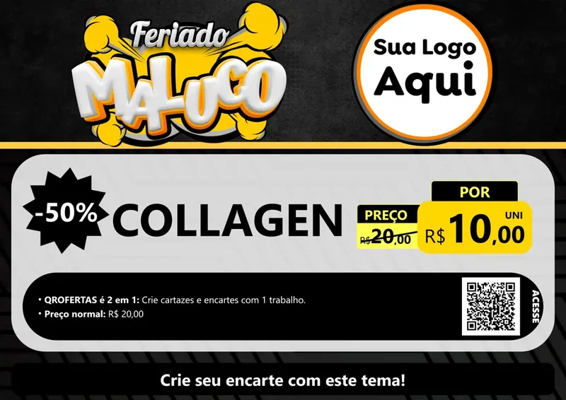 Modelo de Cartaz para Cartaz A4 Horizontal com o tema Feriado Maluco para Suplementos alimentares