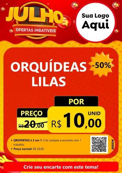 Modelo de Cartaz para Cartaz A4 Vertical com o tema Julho Ofertas Imbatíveis para Floricultura e jardim
