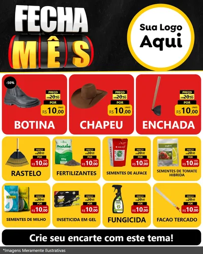 Modelo de Rede Social para Feed Instagram com o tema Fecha Mês para Agropecuária