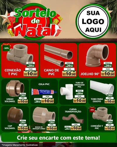 Modelo de Rede Social para Feed Instagram com o tema Sorteio de Natal para Tubos e conexões