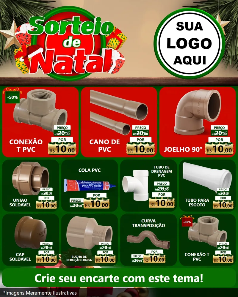 Modelo de Rede Social para Feed Instagram com o tema Sorteio de Natal para Tubos e conexões