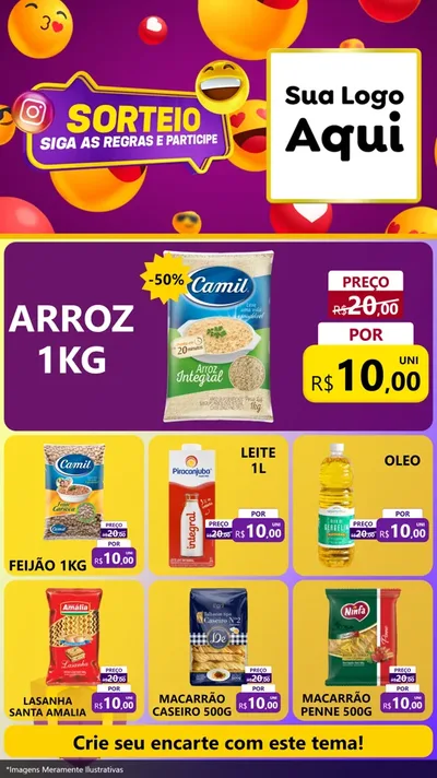 Modelo de Rede Social para Stories com o tema Sorteio para Supermercado