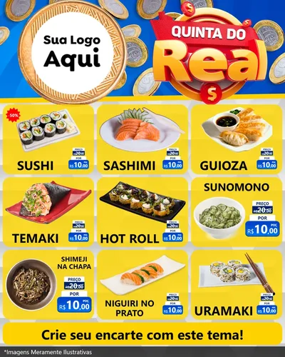 Modelo de Rede Social para Feed Instagram com o tema Quinta do Real para Comida japonesa