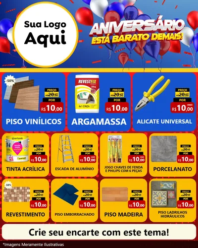 Modelo de Rede Social para Feed Instagram com o tema Aniversário para Material para Construção