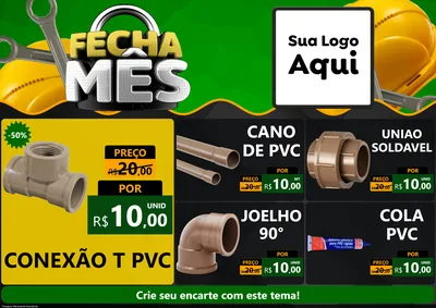 Modelo de Encarte para Encarte A4 Horizontal com o tema Fecha Mês para Tubos e conexões