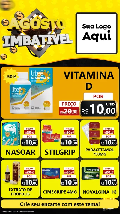 Modelo de Rede Social para Stories com o tema Agosto Imbatível para Farmácia