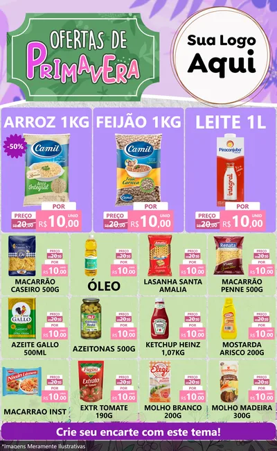 Modelo de Encarte para Encarte Grande com o tema Ofertas de Primavera para Supermercado