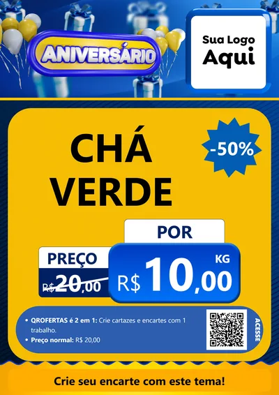 Modelo de Cartaz para Cartaz A4 Vertical com o tema Aniversário para Produtos Naturais