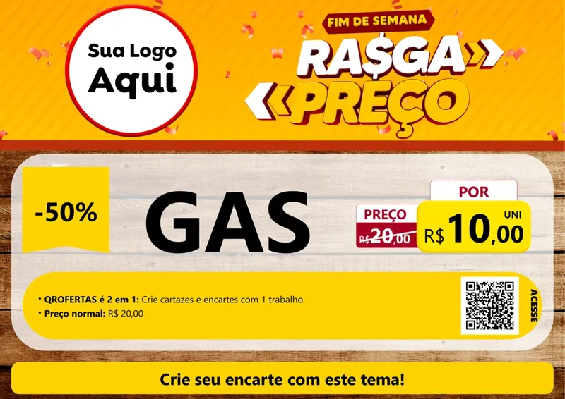 Modelo de Cartaz para Cartaz A4 Horizontal com o tema Fim de Semana Rasga Preços para Água e gás