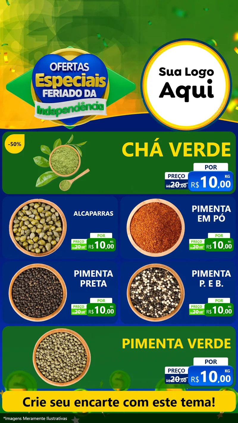 Modelo de TV para TV Vertical com o tema Ofertas Especiais Feriado da Independência para Produtos Naturais