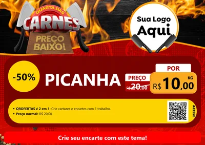 Modelo de Cartaz para Cartaz A4 Horizontal com o tema Quarta das Carnes para Açougue