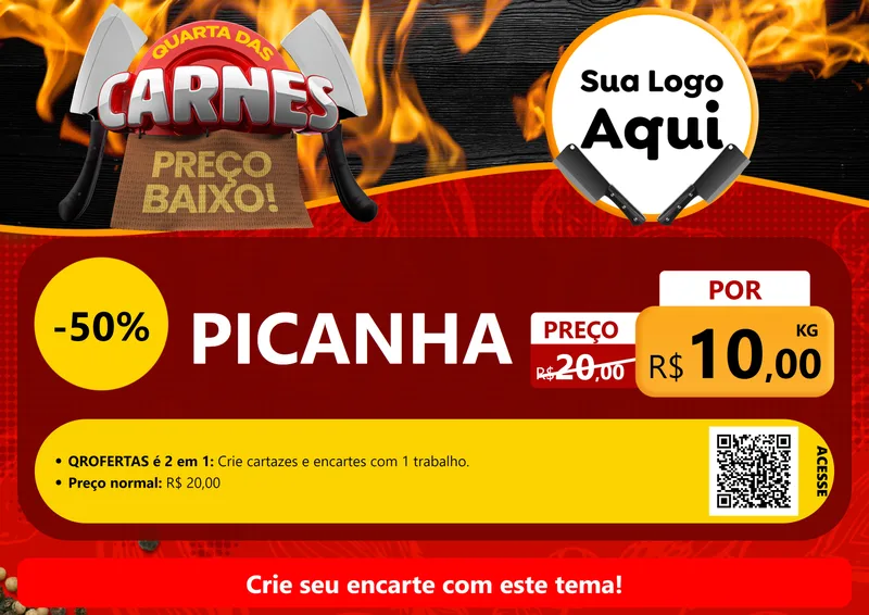 Modelo de Cartaz para Cartaz A4 Horizontal com o tema Quarta das Carnes para Açougue