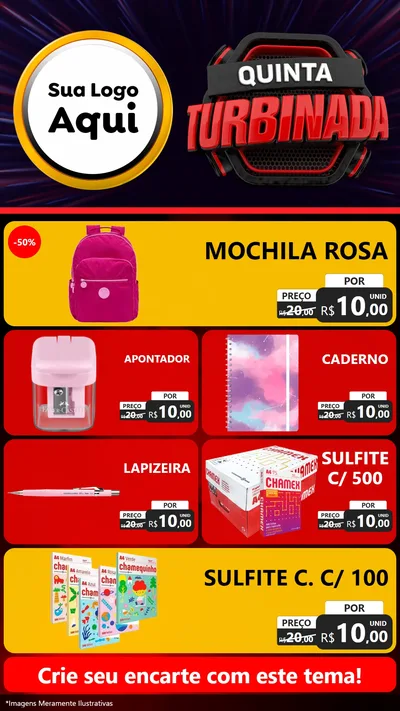 Modelo de TV para TV Vertical com o tema Quinta Turbinada para Papelaria