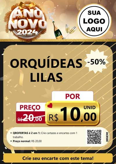 Modelo de Cartaz para Cartaz A4 Vertical com o tema Feliz Ano Novo 2027 para Floricultura e jardim