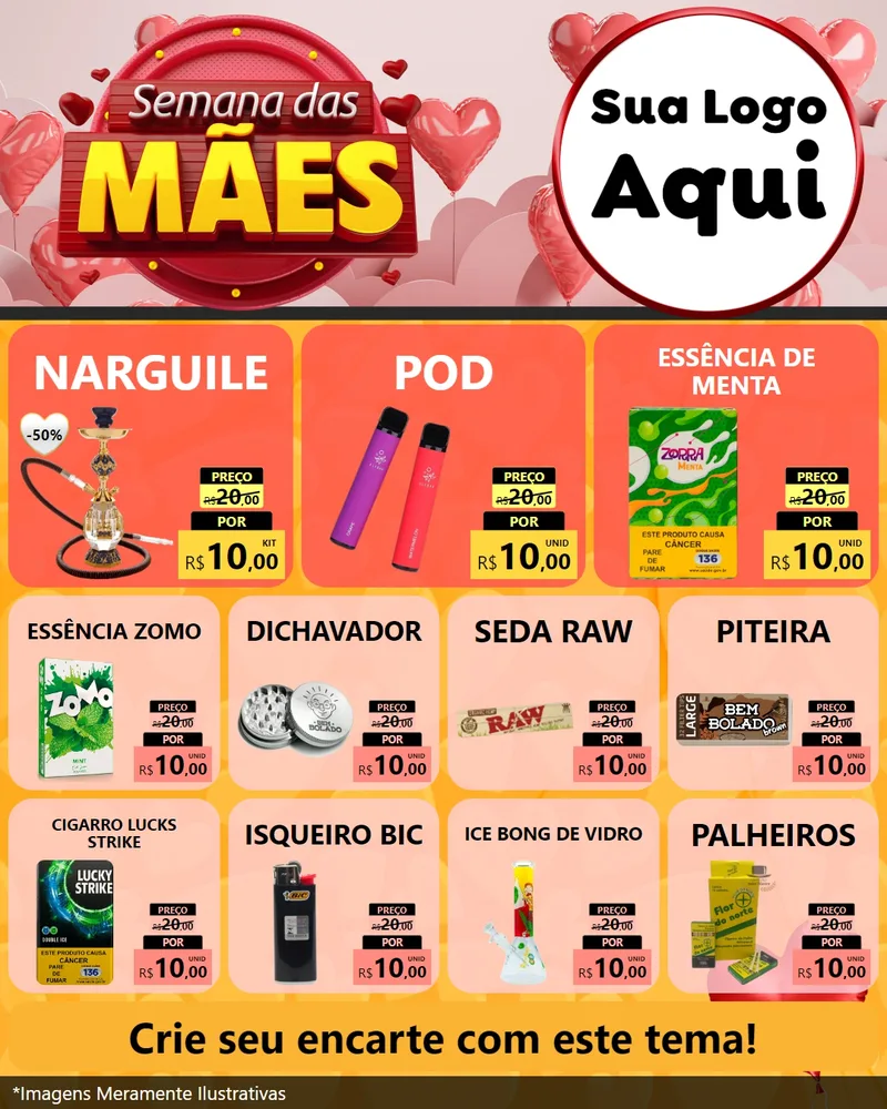 Modelo de Rede Social para Feed Instagram com o tema Semana das Mães para Tabacaria