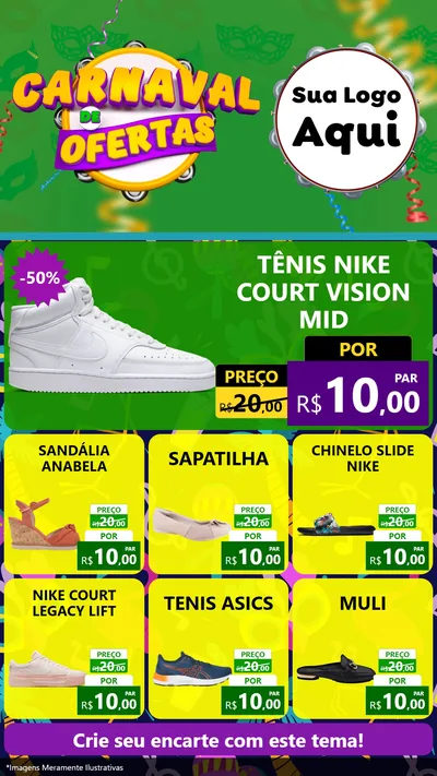 Modelo de Rede Social para Stories com o tema Carnaval de Ofertas para Calçados
