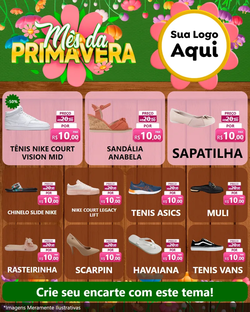 Modelo de Rede Social para Feed Instagram com o tema Mês da Primavera para Calçados
