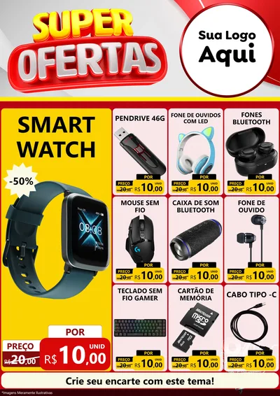 Modelo de Encarte para Encarte A4 Vertical com o tema Super Ofertas para Informática