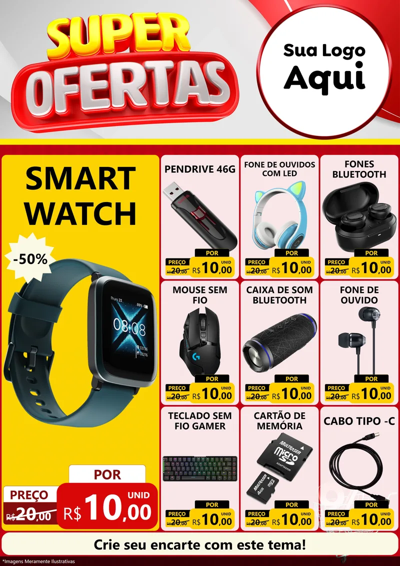 Modelo de Encarte para Encarte A4 Vertical com o tema Super Ofertas para Informática