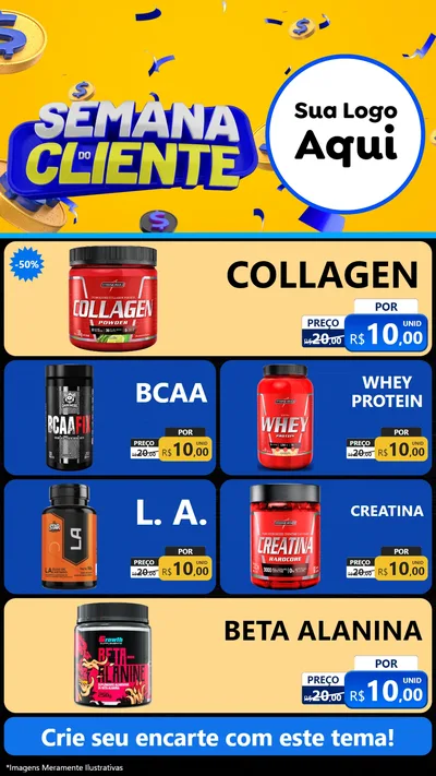 Modelo de TV para TV Vertical com o tema Semana do Cliente para Suplementos alimentares