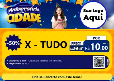 Modelo de Cartaz para Cartaz A4 Horizontal com o tema Aniversário da Cidade para Hamburgueria