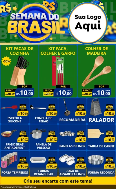 Modelo de Encarte para Encarte Grande com o tema Semana Do Brasil para Utilidades Domésticas